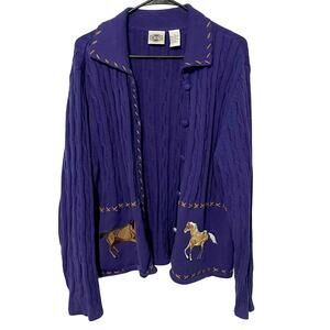ROD's Horse Purple Sweater Cardigan L